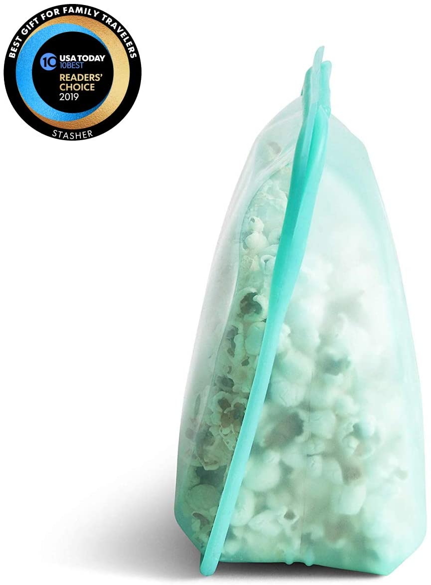 Stand-up Mid Silicon Food Storage Bag in Aqua