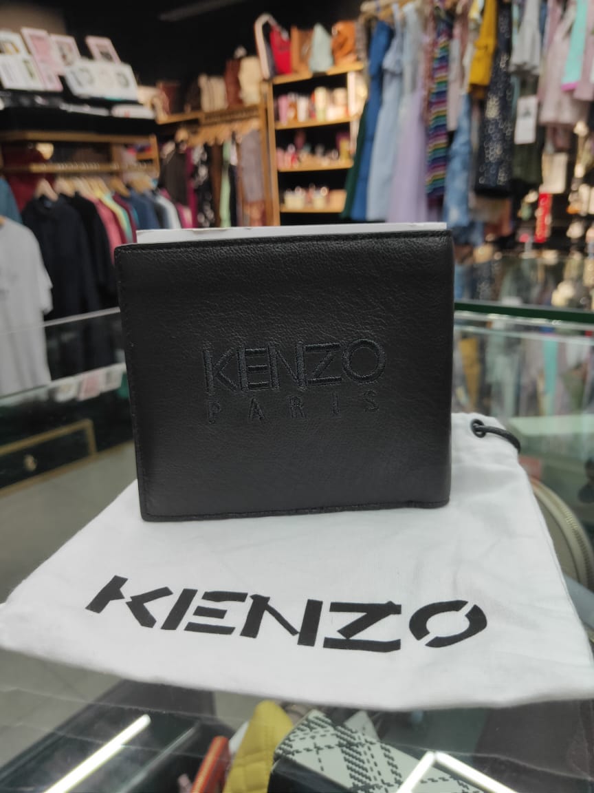 KENZO Men Black Tiger-Motif Leather Wallet