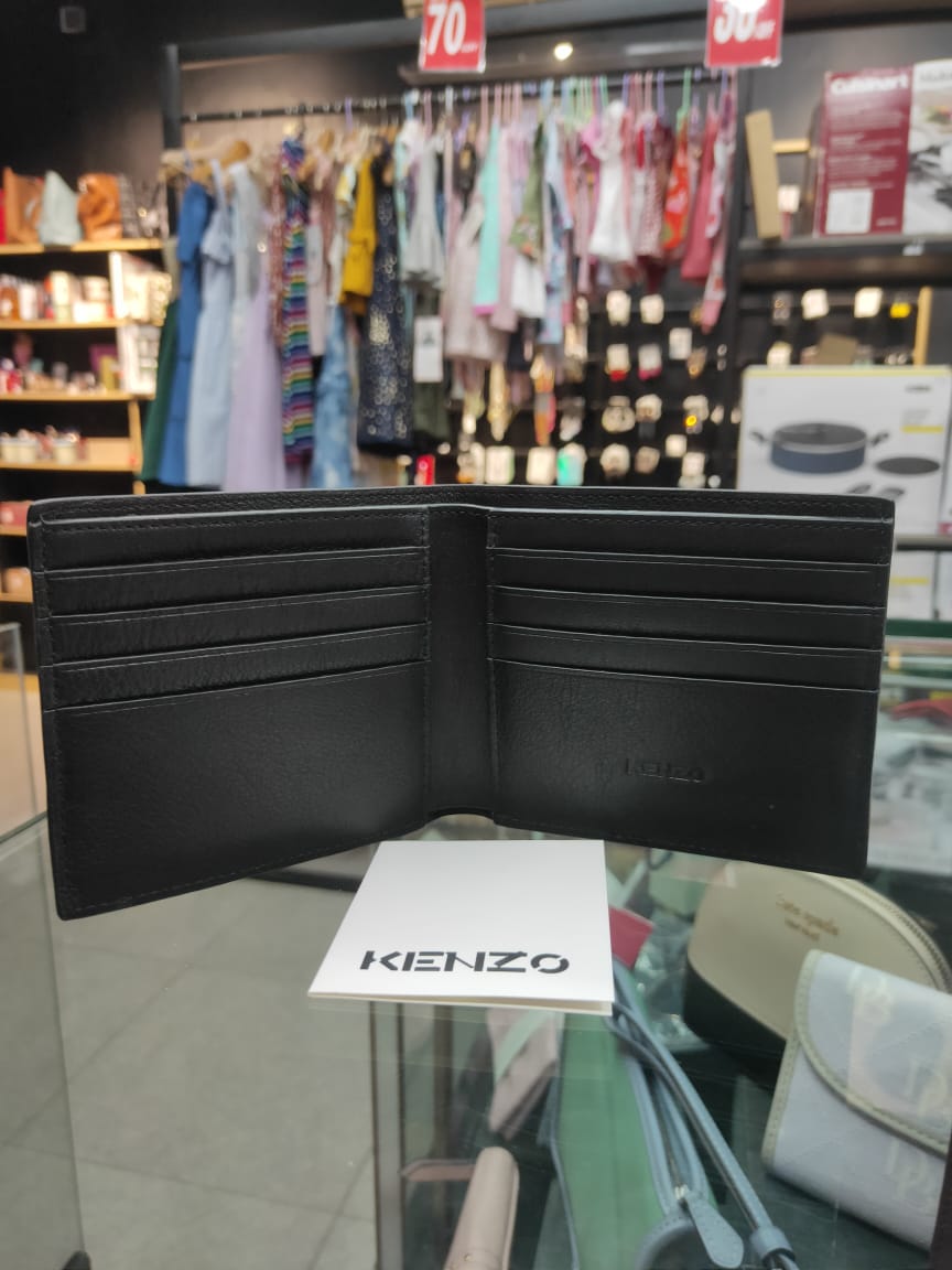 KENZO Men Black Tiger-Motif Leather Wallet