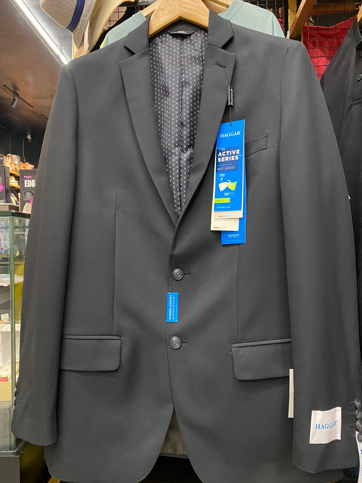 Mens Stretch Fabric Slim Fit Suit Jacket 40 Long, Black