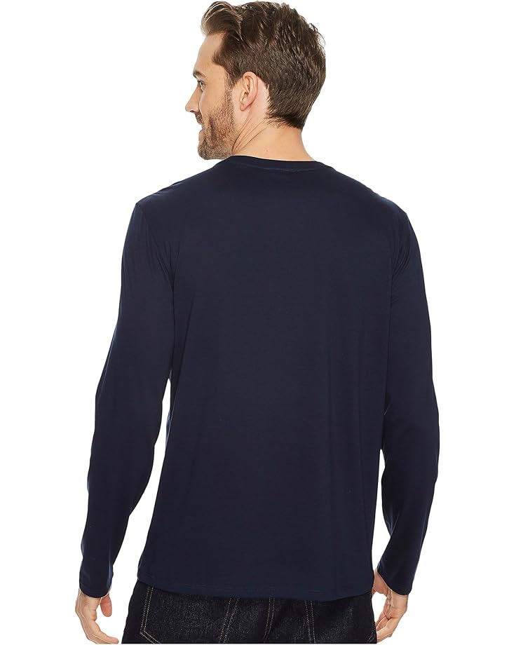 Lacoste Long Sleeve Pima Jersey Crew Neck T-Shirt (Navy Blue) Men's T Shirt