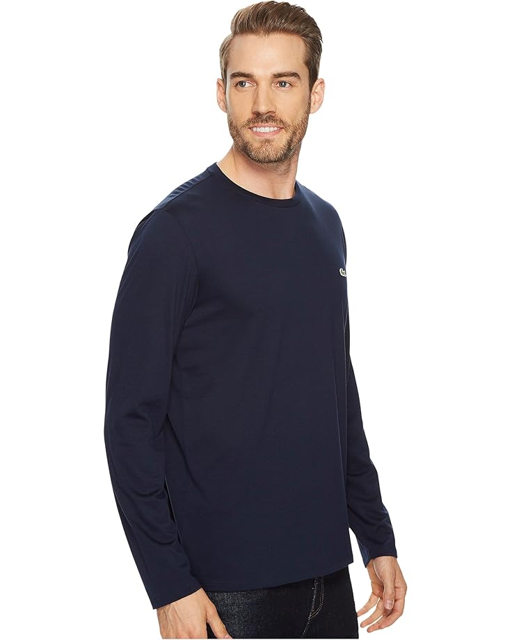 Lacoste Long Sleeve Pima Jersey Crew Neck T-Shirt (Navy Blue) Men's T Shirt