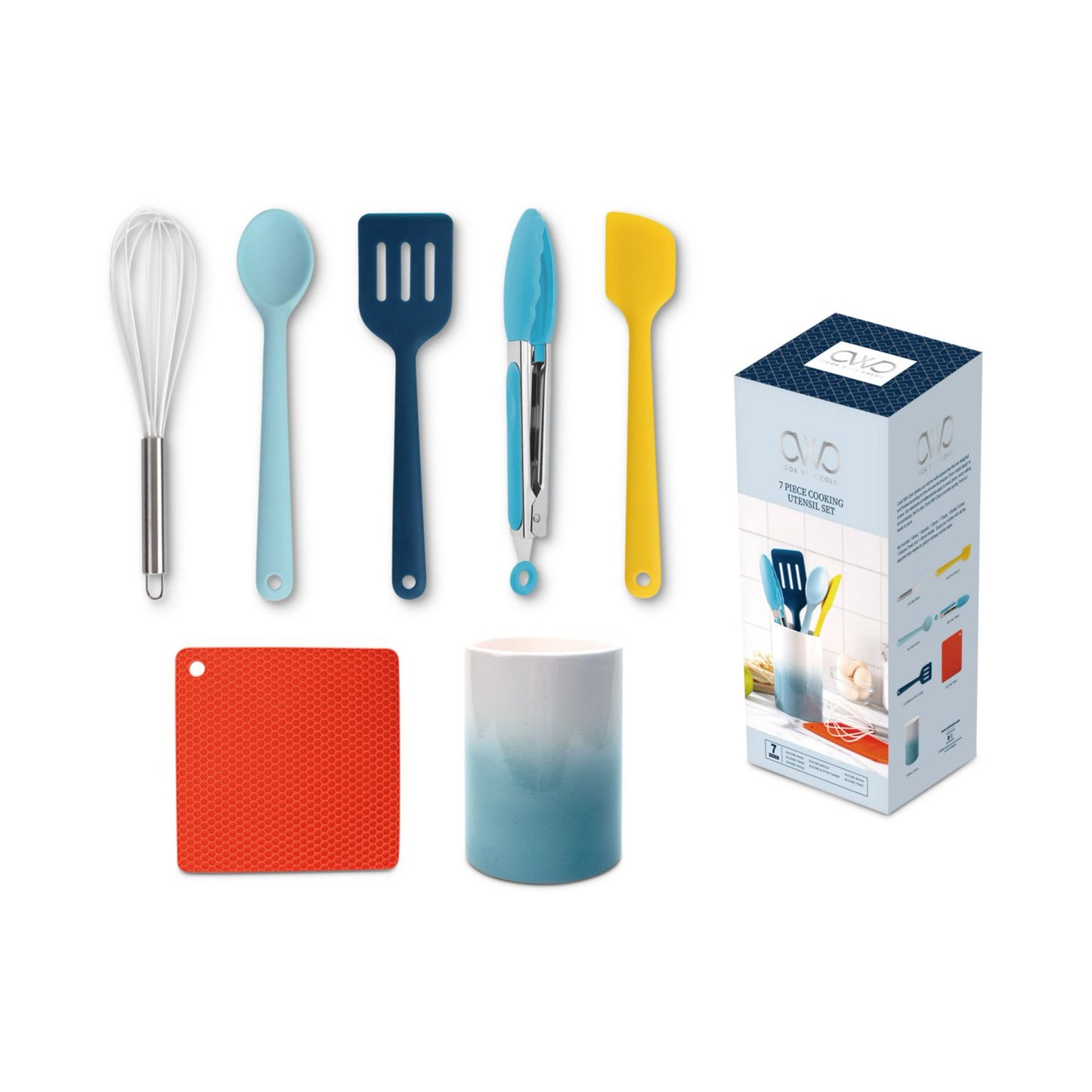 Enchante Cook with Color 6-Pc. Silicon Utensil Set Blue